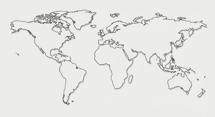 Fototapeta premium World Map Outline Illustration - Simple world map outline, perfect for educational purposes, travel brochures, or global business presentations. Symbolizes connectivity, exploration, globalization
