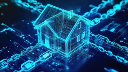 Fototapeta premium Smart Home with Connected House, and Digital Network Security.