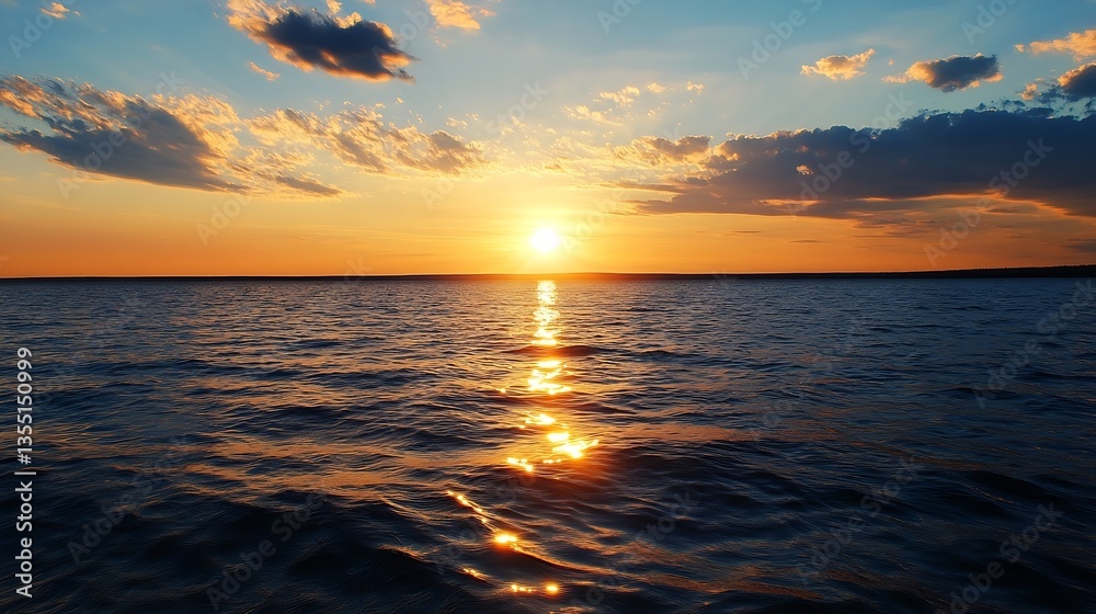Poster stunning sunset over the water with vibrant colors and reflections in a peaceful setting : generativ
