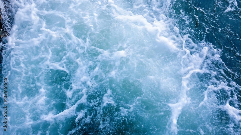 Leinwandbilder churning aqua waters creating foam and bubbles in a turbulent flowing river : generative ai