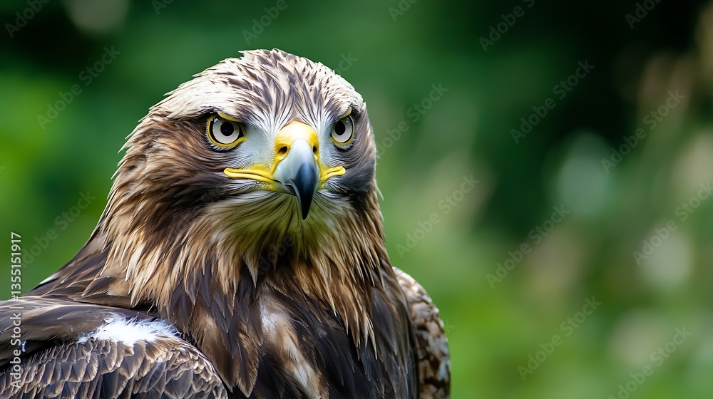 Poster majestic closeup of a fierce eagle with intense eyes and powerful beak in natural habitat : generati