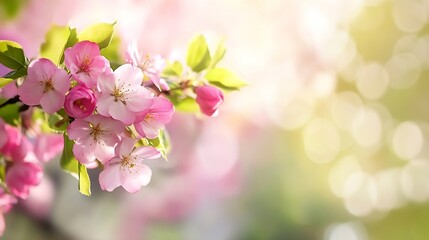 Delicate Blossom of Cherry Flowers Captured in Soft Natural Light : Generative AI