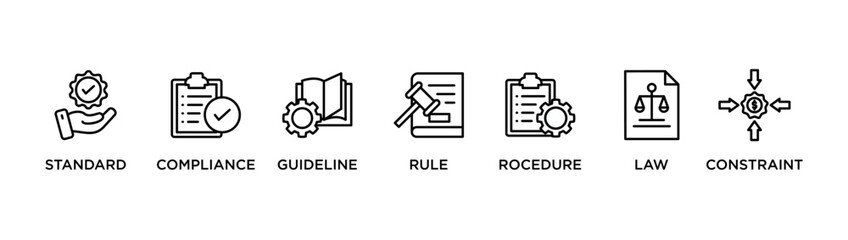 REGULATION  banner web icon vector illustration concept for product and service quality inspection with an icon of standard, compliance, guideline, rule, rocedure, law, constraint,