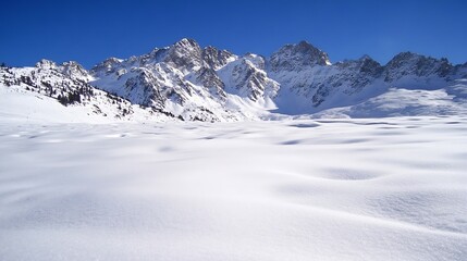 Fototapeta premium Majestic snowcovered mountain landscape showcasing the beauty of nature in winter season : Generative AI