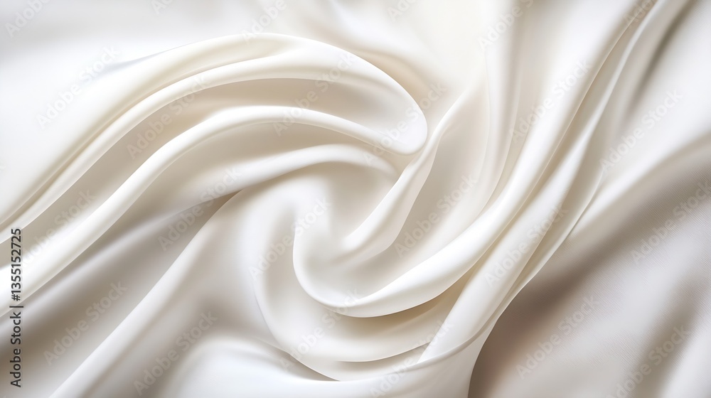 Poster Elegant smooth white satin fabric with delicate folds creating a luxurious appearance : Generative AI