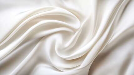 Elegant smooth white satin fabric with delicate folds creating a luxurious appearance : Generative AI
