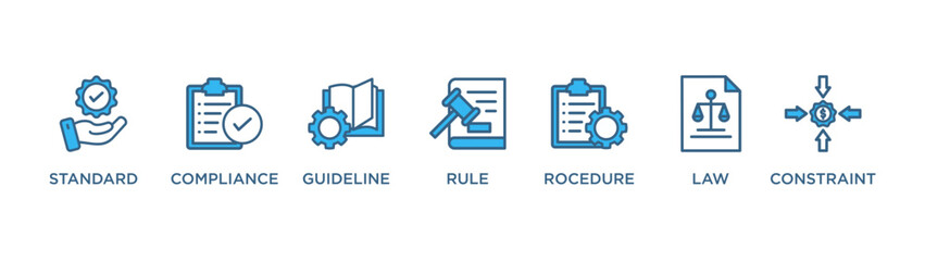 REGULATION  banner web icon vector illustration concept for product and service quality inspection with an icon of standard, compliance, guideline, rule, rocedure, law, constraint,