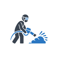 Worker Using Pressure Sprayer icon