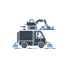 Excavator Sweeper Vehicle icon