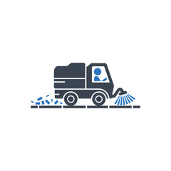 Sweeper Vehicle Cleaning Road icon