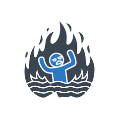 Blue Drowning in Fire Icon