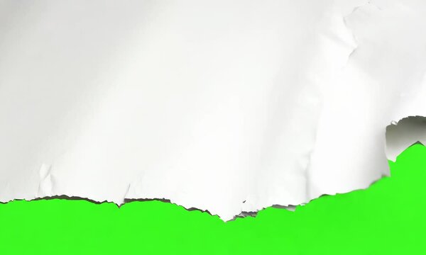 Stop motion animation Torn Paper Transitions on Green Screen Background