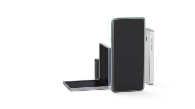 Different communication devices: feature phone, smartphones, and a pager