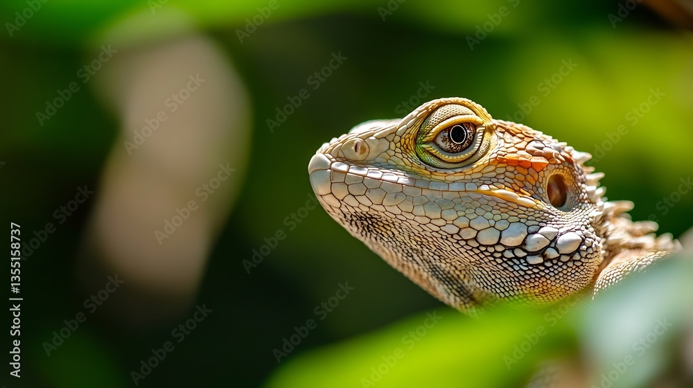 Aufkleber closeup portrait of a bearded dragon lizard showcasing its unique features and vibrant colors : gene