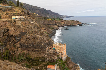 Ruin of former water elevator La Gordejuela, aka Casa Hamilton, Los Realejos, Tenerife, Spain