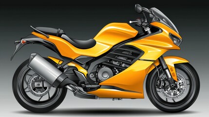 Fototapeta premium Yellow motorcycle illustration, vibrant symbol of speed, style, and adventure on the open road