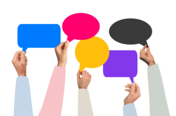 Group of diverse people in online meeting, sharing ideas and feedback. Casual conversation with