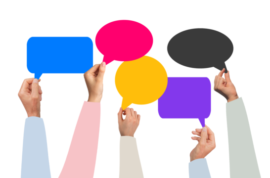Group of diverse people in online meeting, sharing ideas and feedback. Casual conversation with - Powered by Adobe
