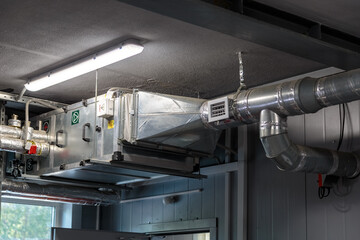 Air heating system for industrial premises, new technologies. heating and air filtration unit