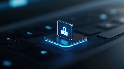 Enhanced laptop security, lock securing computer keyboard for data protection and cybersecurity measures