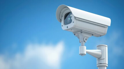 Enhancing security, comprehensive view of modern security camera mounted on pole for surveillance and safety