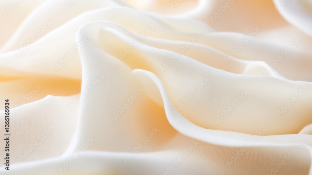 Poster elegant draped silk fabric in soft creamy tones with flowing texture perfect for fashion and textile