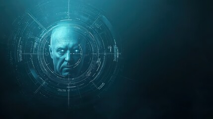 Man in futuristic interface, glimpse into the future of technology and humancomputer interaction