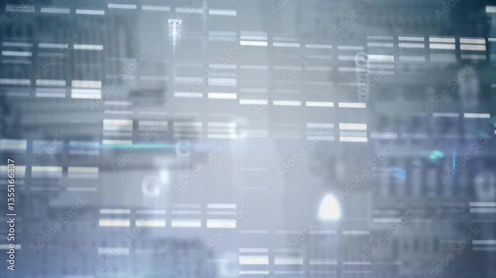 Aufkleber animation of dna sequences overlaying binary coding in school technology background