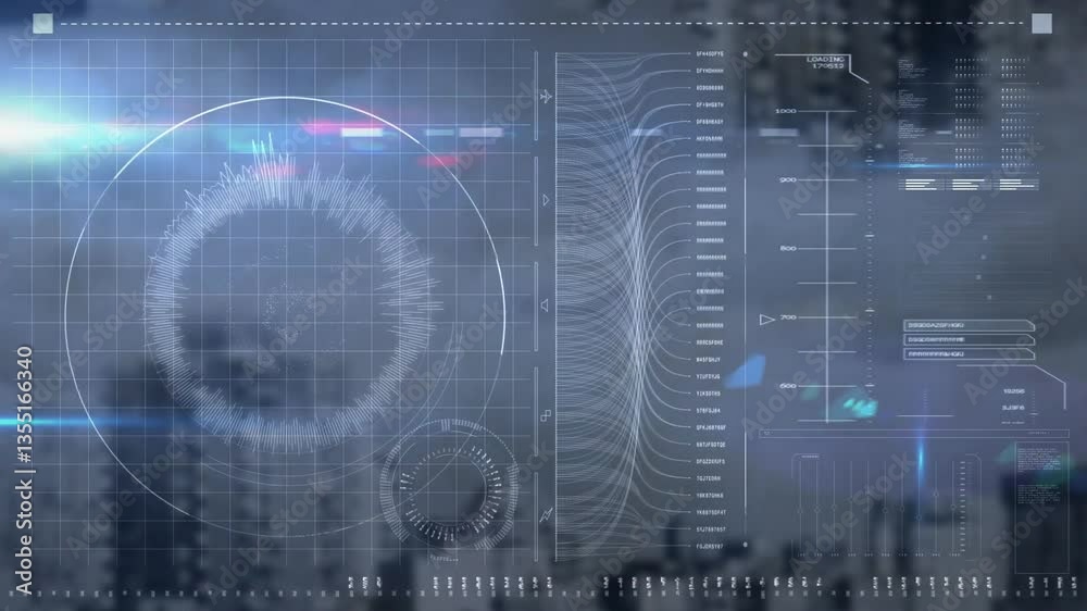 Aufkleber animation of futuristic digital interface displaying complex data in school setting