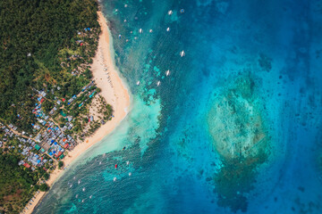 reathtaking Aerial View of Daku Island, Siargao &ndash; A Tropical Haven with White Sand Beaches, Crystal-Clear Waters, and Lush Greenery, Offering a Perfect Island Escape!