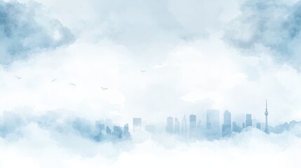 Fototapeta premium Bird in flight, majestic soaring bird over a breathtaking modern cityscape bird