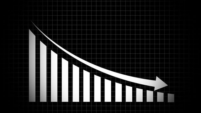 Business graph chart with growing business concept. Abstract decreasing business graph chart animation background. Bad Economy Recession Graph Chart Chalkboard Style Finance  Business.