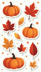 autumn stickers offer cozy fall designs cute illustrations holiday season vector flat