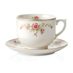 Floral teacup and saucer with elegant design