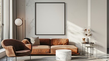 Modern Luxury Home Interior Bedroom Design with Mockup Frame , Wall Poster (3d Render)