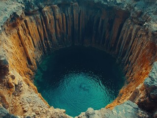 Vast crater, deep turquoise pool