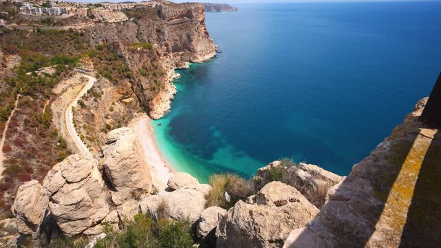 View to the Cala del Moraig - beautiful beach in Benitachell, Costa Blanca, Spain