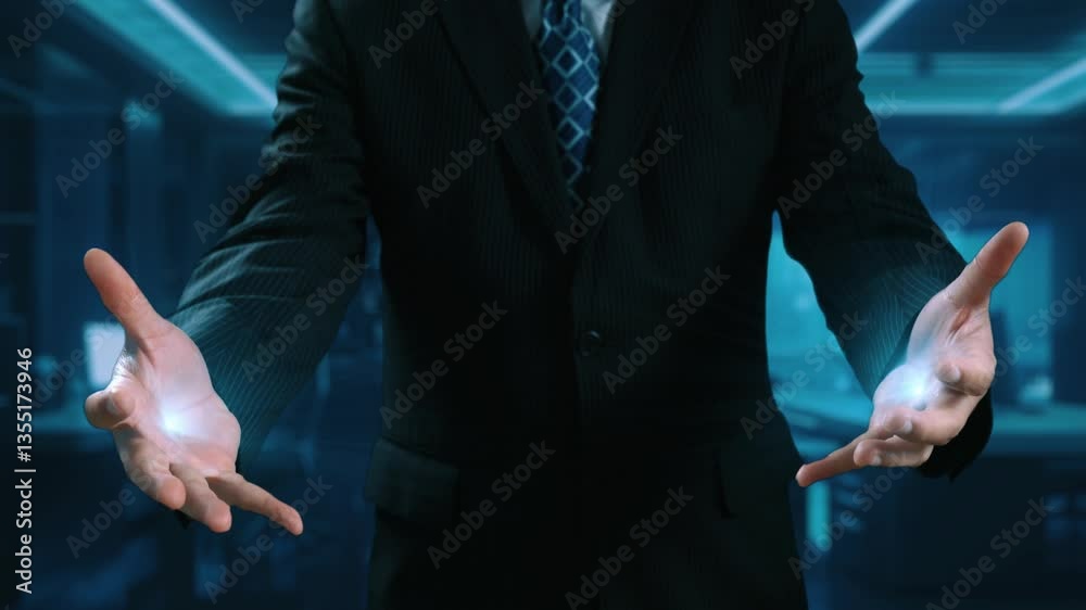 Poster human interact with ai artificial intelligence virtual assistant chatbot in concept of ai artificial
