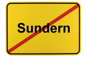 Illustration eines Ortsschildes der Stadt Sundern im Sauerland