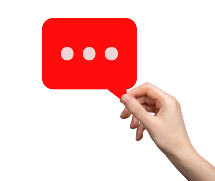 Speech bubble with negative feedback and rejection. Red card symbolizing disapproval, refusal, and