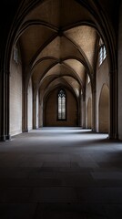 Obraz premium Architectural Interior of a Historical Hall with Arched Vaults