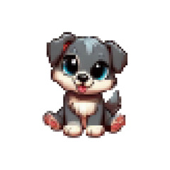Fototapeta premium Pixel images of cartoon puppies. Colorful funny puppies. Retro images of animals. Puppies for the soul and mood