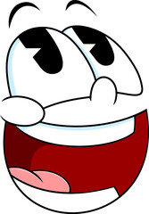 Happy Retro Cartoon Face with Wide Open Mouth and Big Eyes. 30s 50s 60s Vintage Animation Character. Vector Hand Drawn Illustration Isolated On Transparent Background