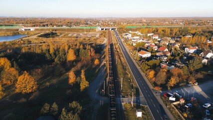 Coal transport railway passing through fields