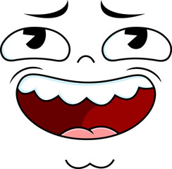 Funny Retro Cartoon Face with Nervous Expression and Big Eyes. 30s 50s 60s Vintage Animation Style Character. Vector Hand Drawn Illustration Isolated On Transparent Background