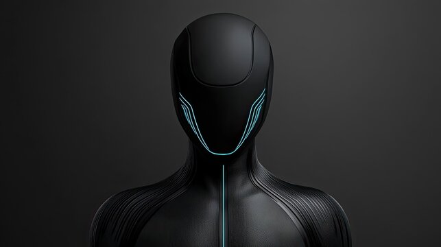 Futuristic robot head and torso