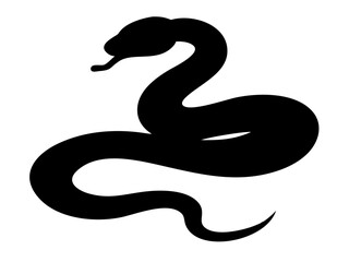 Fototapeta premium Serpentine Silhouette: A minimalist, sleek black silhouette of a snake, coiled elegantly, exudes a sense of mystery and power AI Generative