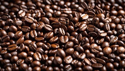 Fototapeta premium Close-up of roasted coffee beans with rich texture and dark aroma