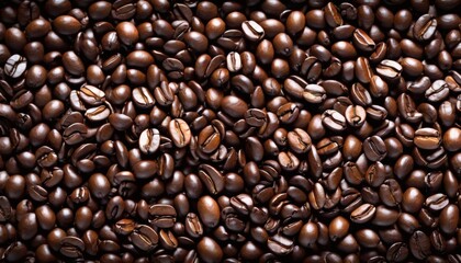 Naklejka premium Close-up of roasted coffee beans with rich texture and dark aroma