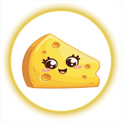 Cute Cartoon Cheese Wedge Illustration,Smiling Cheese Slice Vector Art,Happy Cheese Character Clipart,Funny Cheese Mascot Design